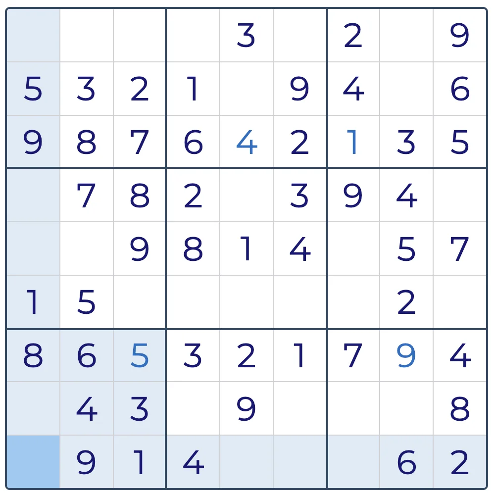 Example grid for solving a 9x9 Sudoku puzzle-3